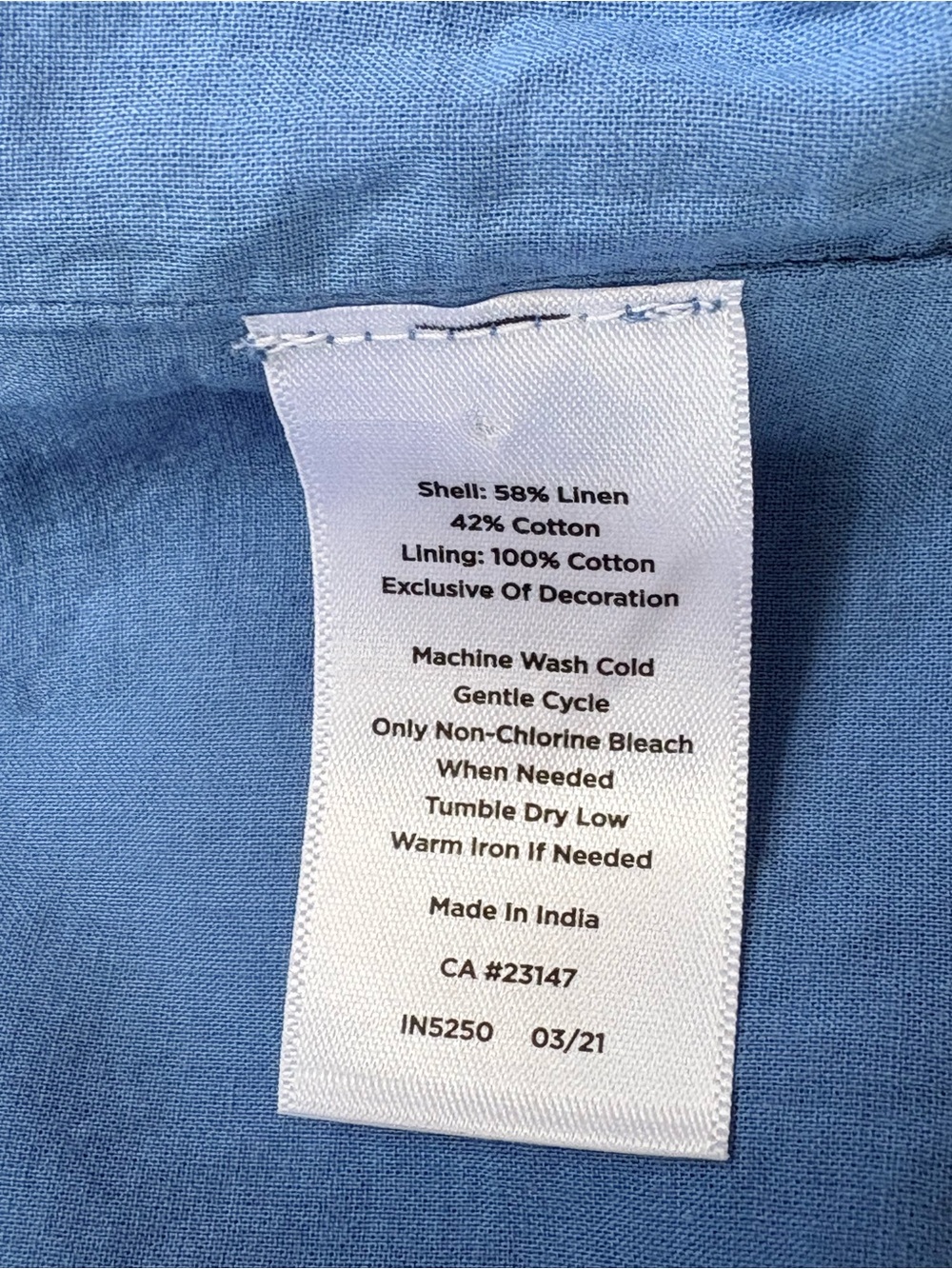 Talbots Blue Linen Sleeveless Sheath Dress w Multi-Color Embroidered Trim - Picture 7 of 7